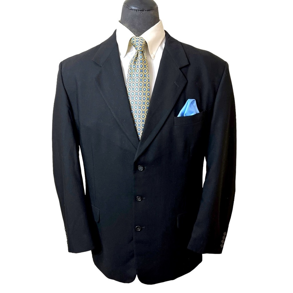 MARCO BIELLA ATHLETIC FIT MENS DRESS BLAZER. COLOR BLACK, 100% WOOL THR☑️